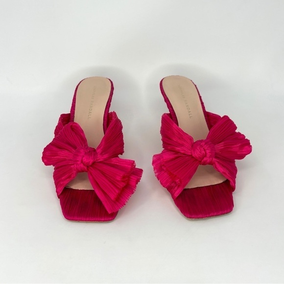 Loeffler Randall Eugenia Pleated Bow High Heel Mule Sandals in Fuchsia Pink, 7 - Picture 5 of 11